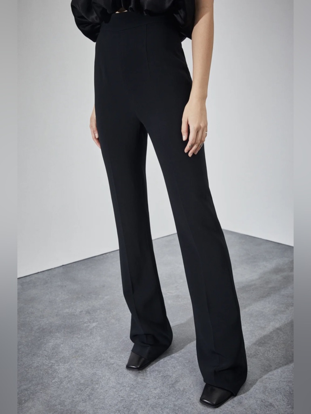 Cushnie Et Ochs THE ADRIAN PANTS High-Waist Black Wide-Leg Trousers 10